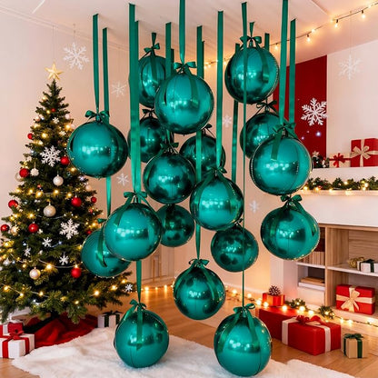 20 Pcs Vbs 2026 Metallic Green Foil Balloons Giant 22 Inch 4d Round Metallic - Image 9