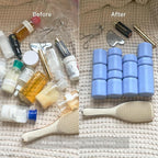 Cadence Travel Containers - Daily Routine Capsule Set - Magnetic Containers with Lids,4 Flex Mediums (1.32oz) & 3 Flex Smalls (0.56oz) - Shampoo, Conditioner, Body Wash, Pills, & More - Pacific