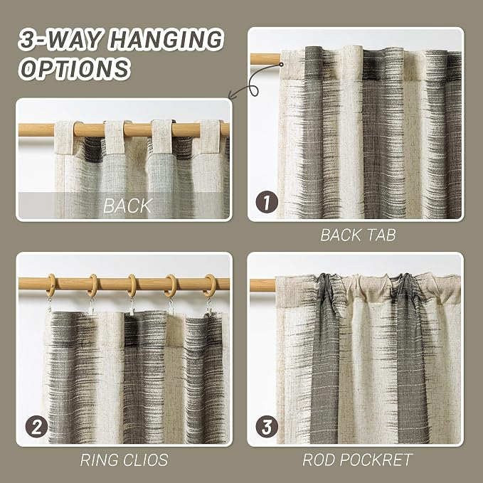 MYSKY HOME Bedroom Curtains Linen Textured Sheer Panels, Curtains 63 Inch - Image 4
