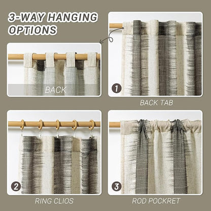 MYSKY HOME Bedroom Curtains Linen Textured Sheer Panels, Curtains 63 Inch - Image 4