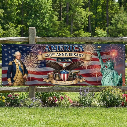 Personalized 250 Years of Freedom USA Banner 1776-2026, Patriotic American by LOVELYPOD