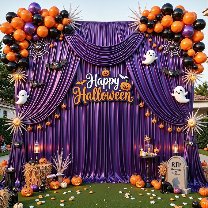 30x10ft Purple Glitter Backdrop Curtain - Image 4
