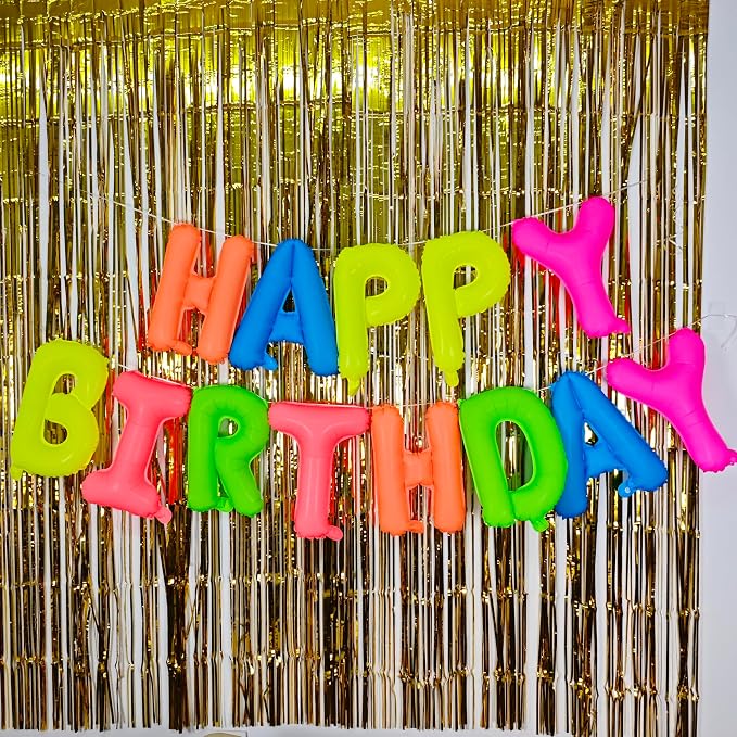 16 Inch Fluorescent Happy Birthday Balloons, Glow In The Dark Party Supplies | - Image 7