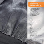 SilkySatin Lined Bonnet Sleep Cap - Adjustable Stay on All Night Hair Wrap Cover Slouchy Beanie for Curly Hair Protection for Women and Men - Black & Light Grey