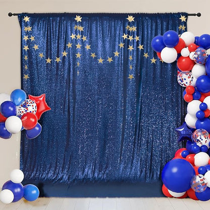 PartyDelight Navy Blue Sequin Backdrop Curtains 6x8ft | Sparkly 3mm sequins - Image 7
