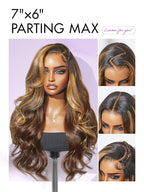 LUVME HAIR 7x6 HD Lace All-Day Comfort Wig 200% Density Hair PartingMax Lace Wigs Highlight Color Loose Body Wave Lace Front Wigs Human Hair Pre Cut Plucked Lace Frontal Glueless 16 Inches Mix Brown