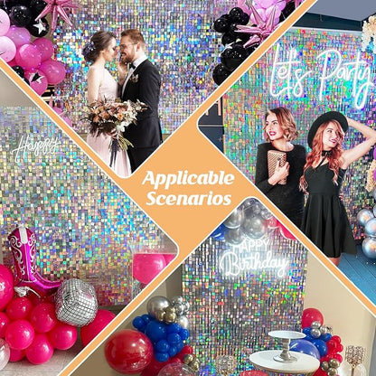 4x6 FT Iridescent Silver Shimmer Wall Backdrop, Glitter Bling Photo Backdrop - Image 6