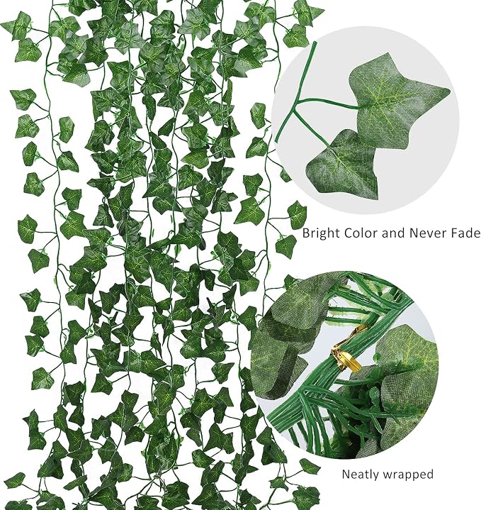 RECUTMS Fake Vines 24 Pack 173 FT Artificial Ivy Leaves Wall Decor Leaf Plants - Image 3