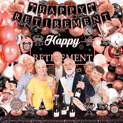 Retirement Party Decorations for Women, Retirement Balloons, Sash Hanging Swirls - Image 5