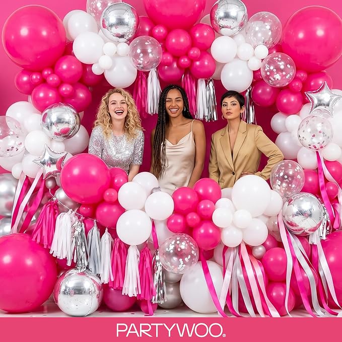 PartyWoo Hot Pink Balloons 140pcs Magenta Fuchsia Color 18 12 10 5 Inch | 18 12 - Image 5