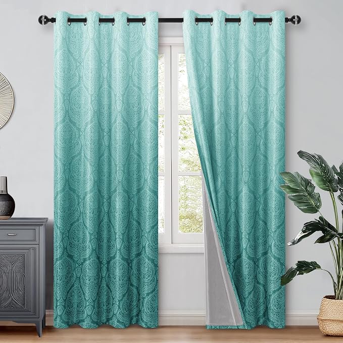 DWCN Teal Blackout Curtains for Bedroom 96 Inch Long by DWCN