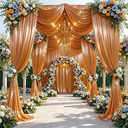 40x10ft Rust Orange Glitter Backdrop Curtain - Image 3