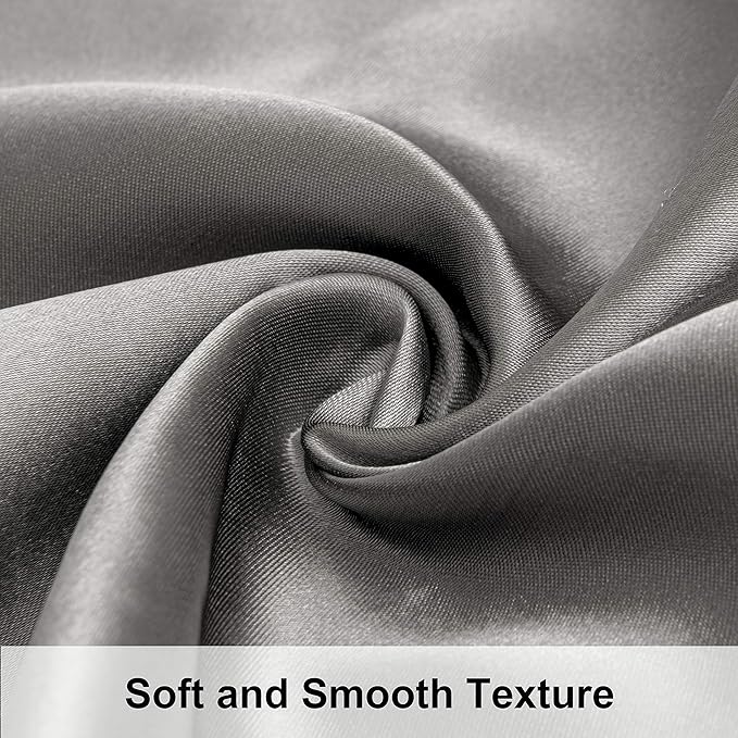 NTBAY 2 Pack Satin Standard Pillowcases for Hair and Skin, Luxurious and Silky Pillow Cases with Envelope Closure, 20x26 Inches, Grey