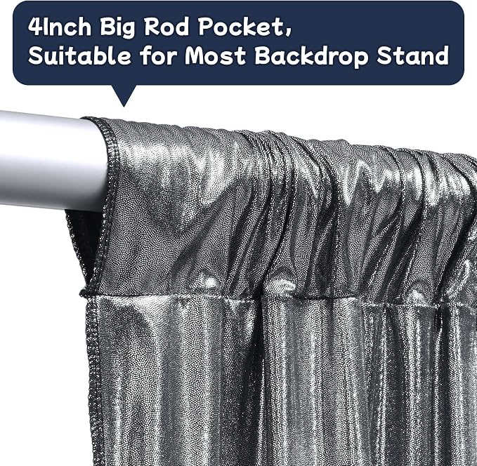 30ftx10ft Black Silver Glitter Sequin Backdrop Curtain - Image 7