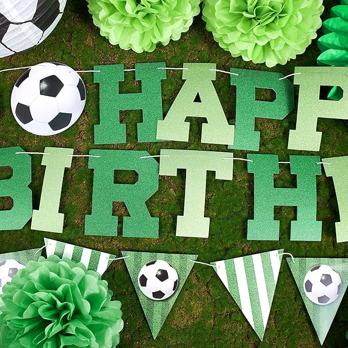 OBBOLO Soccer Birthday Party Decorations, Pre-Strung Soccer Birthday Banners - Image 2