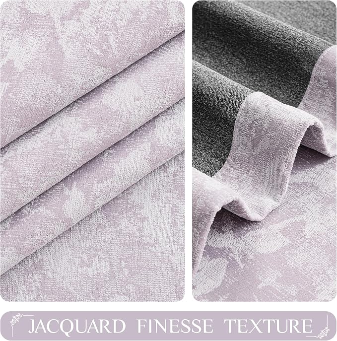 Beauoop Purple Floral Jacquard Blackout Curtains - Image 2
