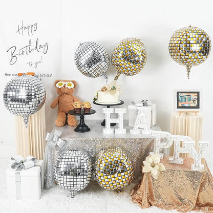 6pcs 22 Inch Gold and Silver Disco Ball Balloons - Image 3