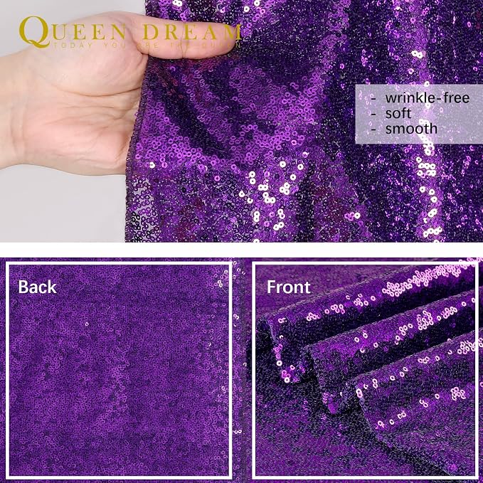 Purple Sequin Backdrop 2 Panels 2FTx8FT Glitter Halloween Party Backdrop | - Image 4