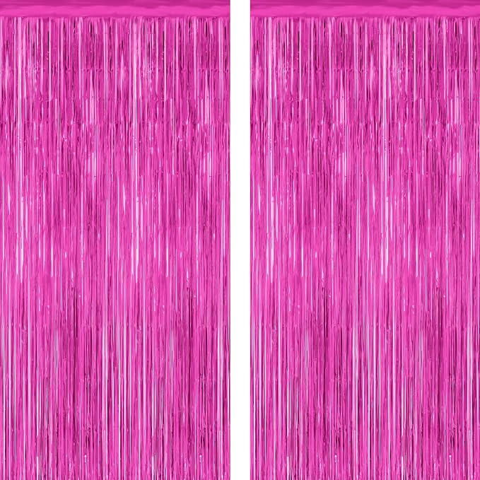 ZATAYE 2 Pack Rose Red Valentines Foil Curtain Streamer Decorations | Rose Red by ZATAYE