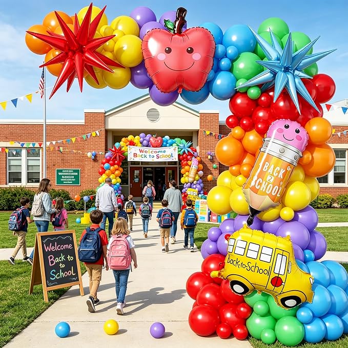 161Pcs Back to School Balloon Arch Kit Rainbow Balloons - Image 2