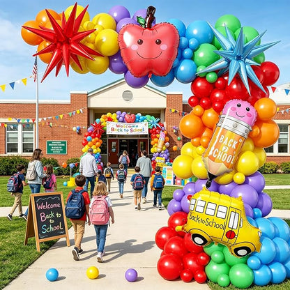 161Pcs Back to School Balloon Arch Kit Rainbow Balloons - Image 2