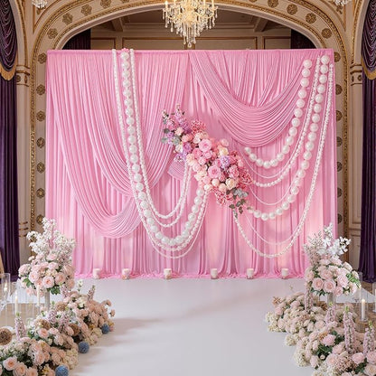 10ft x 8ft Wrinkle Free Pink Backdrop Curtain Drapes, Thick Polyester Baby Pink - Image 5