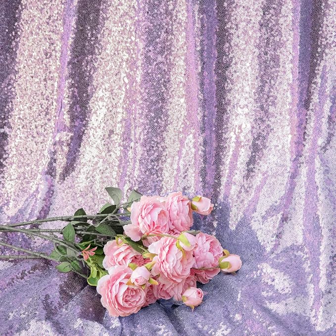 JYFLZQ Lavender Sequin Backdrop Curtains 6ft x 8ft 1 Panel Glitter Photo Booth - Image 3