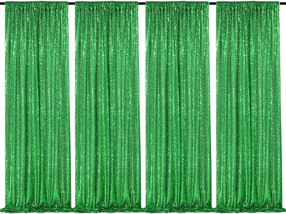 Green Sequin Backdrop 4 Panels 2FTx8FT Glitter Wedding Photo Backdrop | by QueenDream
