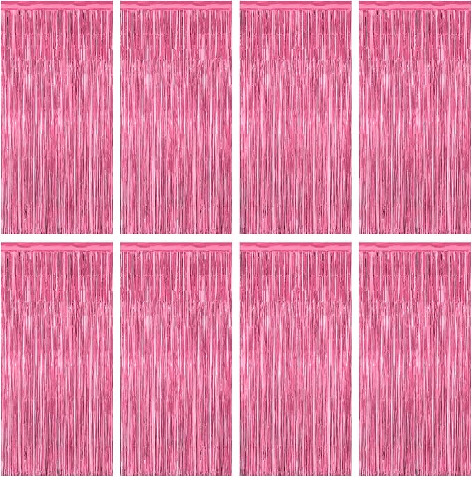 8 Pack Pink Backdrop, 3.28 FT x 7.05 FT Pink Birthday Decorations, Metallic by ZATAYE