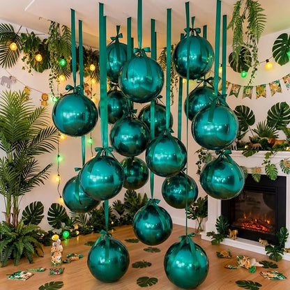 20 Pcs Vbs 2026 Metallic Green Foil Balloons Giant 22 Inch 4d Round Metallic - Image 3