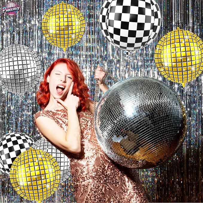 6pcs 22 Inch Gold Disco Ball Balloons - Image 7