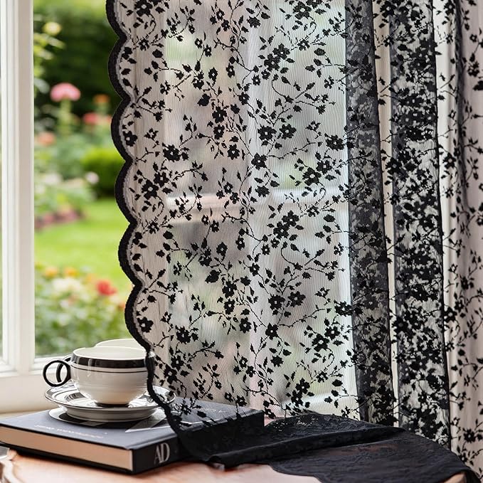 Anmao Vintage Lace Sheer Curtains 54 Inches Long by Anmao