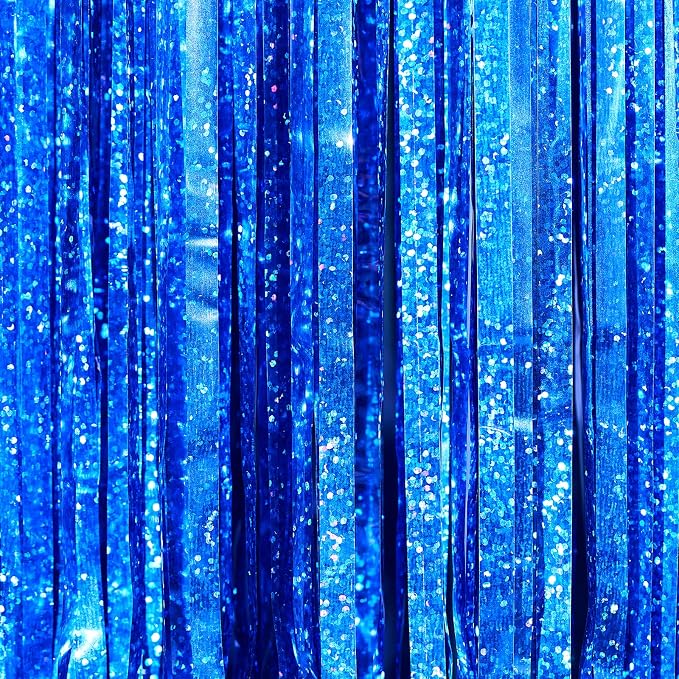 PartyWoo Dark Blue Navy Blue Foil Tinsel Streamers Fringe 8.2FT 3pcs | Dark - Image 2