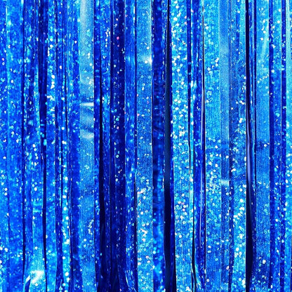 PartyWoo Dark Blue Navy Blue Foil Tinsel Streamers Fringe 8.2FT 3pcs | Dark - Image 2