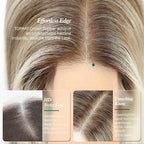 Full Hand Tied Hair Toppers for Women Remy Human Hair Lace Front Topper 14 Inch 6"×6" Partial wig Cover Thinning Hair or Loss No Bangs Top Hair Pieces (Ombre Brown Mix Platinum)