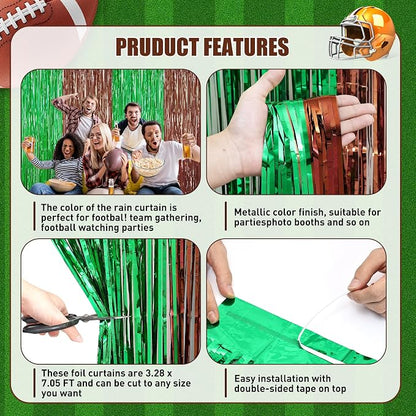 Browm and Green Fringe Curtain Party Streamers 2Pack 3.3 x 8.3 Ft Foil Fringe - Image 7