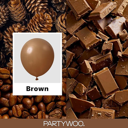 PartyWoo Brown Balloons 140pcs Neutral Boho Color 18 12 10 5 Inch | 18 12 10 5 - Image 2