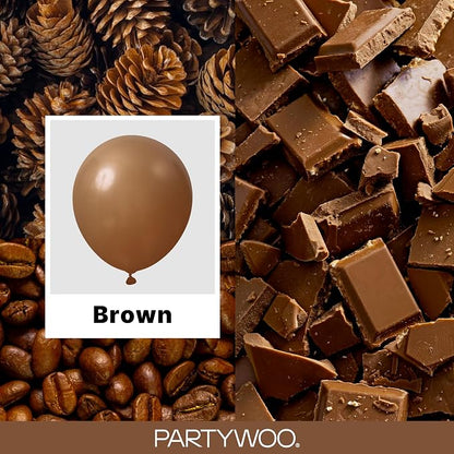 PartyWoo Brown Balloons 100pcs Boho Coffee Tan Fall Color 18 12 10 5 Inch | 18 - Image 2