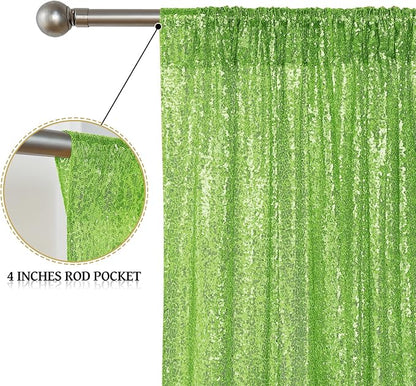 Sugargirl Apple Green Sequin Backdrop Curtain 6 Panels 2FTx8FT Glitter Apple - Image 4
