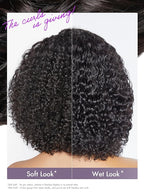 LUVME HAIR 8" Curly Glueless Wigs Human Hair Pre Cut/Plucked, Undetectable HD Lace Wig Ready to Go Lace Bob Wig Short Curly 180 Density