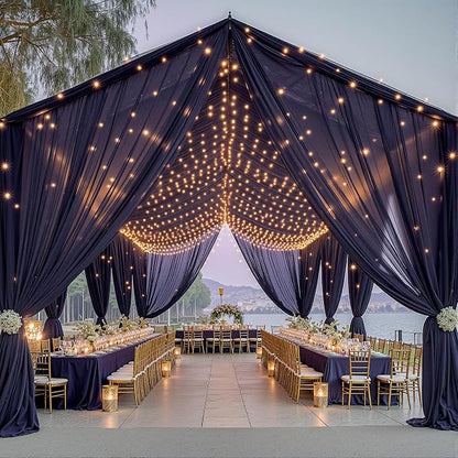 6 Panels Navy Blue Ceiling Drapes - Image 7