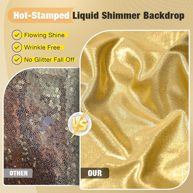 20x10FT Gold Sequin Backdrop Curtain - Image 2