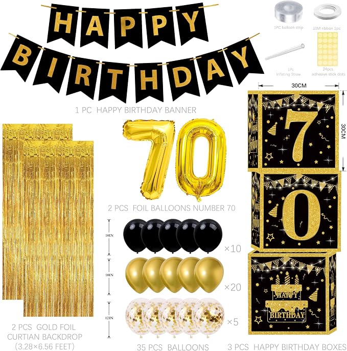 Gold 70th birthday decorations Kit - Image 2
