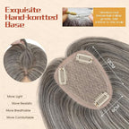 Rich Choices Human Hair Toppers for Women-100% Real Remy Hair Topper No Bang-Upgraded 150% Density 9 * 12CM Lace Base-Clip in Hairs Topper for Thinning Hairs-10Inch #G2 Grey