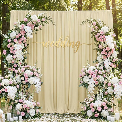 Asee'm Beige Backdrop Curtains Drapes - Image 5