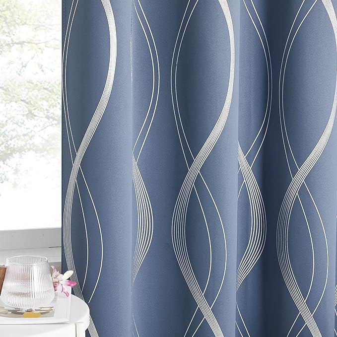 NICETOWN Kitchen Blackout Curtain Panels, Stone Blue, 42 by 48 Inch, Window by NICETOWN
