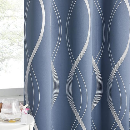 NICETOWN Kitchen Blackout Curtain Panels, Stone Blue, 42 by 48 Inch, Window by NICETOWN
