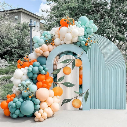HILAVO Orange and Blue Balloons Arch Kit Retro Dusty Blue Teal Orange Ivory - Image 5