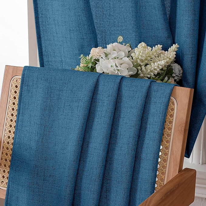 Tollpiz Short Linen Curtain Bedroom Rod Pocket Semi Sheer Curtains Burlap Light - Image 6