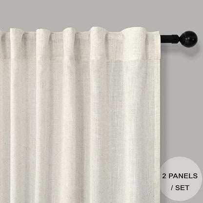 Pitalk Back Tab Linen Curtains 95 Inches Long 2 Panels Set - Image 2